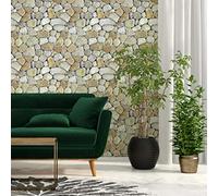 Ambiance Sticker Adhésif Revêtement Mural - Sticker Mur Matériaux Parement de Pierre pour Salle de Bain, Cuisine et Salon | Autocollants Effet Papier Peint Pierres Galets - H40 x L40 cm
