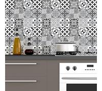 Ambiance Sticker Adhésifs Carrelages Autocollant Élégants Nuance de Gris Carreaux de Ciment Carrelage Sticker Mural Salle de Bain et Cuisine | 60 Pièces de 20 x 20 cm