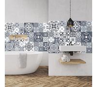 Ambiance Sticker Adhésifs Carrelages Autocollant Nuances de Gris Tsamikos Carreaux de Ciment Carrelage Sticker Mural Salle de Bain et Cuisine | 60 Pièces de 15 x 15 cm