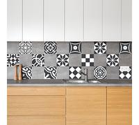 Ambiance Sticker Adhésifs Carrelages Autocollant Ornements Chic Carreaux de Ciment Carrelage Sticker Mural Salle de Bain et Cuisine | 24 Pièces de 10 x 10 cm