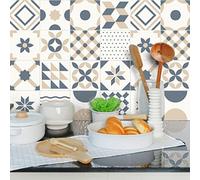 Ambiance Sticker Adhésifs Carrelages Autocollant Ornements Design Carreaux de Ciment Carrelage Sticker Mural Salle de Bain et Cuisine | 24 Pièces de 15 x 15 cm