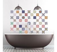 Ambiance Sticker Adhésifs Carrelages Autocollant Vintage Multicouleur Carreaux de Ciment Carrelage Sticker Mural Salle de Bain et Cuisine | 60 Pièces de 15 x 15 cm