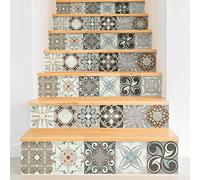 Ambiance Sticker Adhésifs Escalier Carrelages Contremarche Esteban Sticker Autocollant Pour Escalier Carreaux de Ciment - 2 bandes de 12.5 x 90 cm