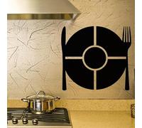 Ambiance Sticker Ardoise Tableau Noir - Stickers Muraux Adhésif Effaçable - Assiette, Couteau et Fourchette - H90 x L110 cm
