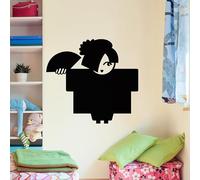 Ambiance Sticker Ardoise Tableau Noir - Stickers Muraux Adhésif Effaçable - Caricature d'une Japonaise - H20 x L20 cm