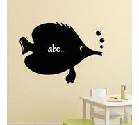 Ambiance Sticker Ardoise Tableau Noir - Stickers Muraux Adhésif Effaçable - Caricature Poisson - H25 x L30 cm