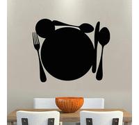 Ambiance Sticker Ardoise Tableau Noir - Stickers Muraux Adhésif Effaçable - Cuillères, Couteau, Fourchette et Assiette - H35 x L45 cm