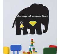 Ambiance Sticker Ardoise Tableau Noir - Stickers Muraux Adhésif Effaçable - Elephant - H75 x L90 cm