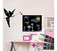 Ambiance Sticker Ardoise Tableau Noir - Stickers Muraux Adhésif Effaçable - Fée - H95 x L150 cm + 4 Craies Liquides