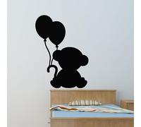 Ambiance Sticker Ardoise Tableau Noir - Stickers Muraux Adhésif Effaçable - Nounours avec des Ballons - H110 x L80 cm