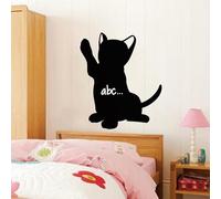 Ambiance Sticker Ardoise Tableau Noir - Stickers Muraux Adhésif Effaçable - Silhouette Chaton - H50 x L40 cm