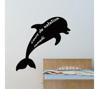 Ambiance Sticker Ardoise Tableau Noir - Stickers Muraux Adhésif Effaçable - Silhouette Dauphin - H100 x L100 cm