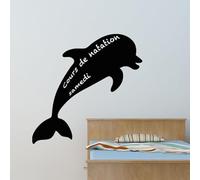 Ambiance Sticker Ardoise Tableau Noir - Stickers Muraux Adhésif Effaçable - Silhouette Dauphin - H85 x L85 cm
