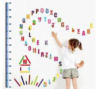 Ambiance Sticker Autocollant de Toise Adhésive Alphabet et Crayons pour Décoration Murale de Chambre d'Enfant - H50 x L70 cm