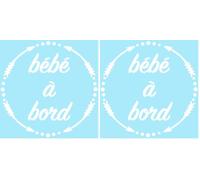 Ambiance Sticker Autocollant de Voiture Bébé à Bord Blanc - H15 x L15 cm (Lot de 2)