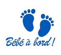Ambiance Sticker Autocollant de Voiture Vitres Bébé à Bord Autocollant avec Petits Pieds de Bébé Bleu Marine - H20 x L15 cm