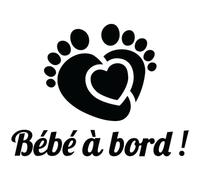 Ambiance Sticker Autocollant de Voiture Vitres Petits Pieds de Bébé Autocollant avec Bébé à Bord Noir - H13 x L17 cm