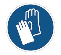 Ambiance Sticker autocollant ISO7010, gants de protection, 40 cm | Consigne d'obligation conforme NF ISO7010, surface lisse antidérapante, pose facile, notice incluse, Format rond