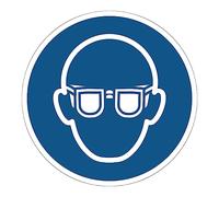Ambiance Sticker autocollant ISO7010, lunettes de protection, 35 cm | Consigne d'obligation conforme NF ISO7010, surface lisse antidérapante, pose facile, notice incluse, Format rond