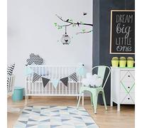 Ambiance Sticker Autocollant Muraux Décoration Adhésifs Arbre Fleuri et Cage Oiseaux Sticker Murale pour Bébé, Chambre d'enfant et Salon - H30 x L50 cm