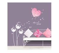 Ambiance Sticker Autocollant Muraux Décoration Adhésifs Coeur en Fleur Rose Sticker Murale pour Bébé, Chambre d'enfant et Salon - H50 x L70 cm