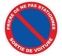 Ambiance Sticker autocollant, ne pas stationner sortie voiture, 24 cm | Autocollant plastifié résistant eau et rayures, sans perçage, notice de pose incluse, usage intérieur/extérieur, Format rond