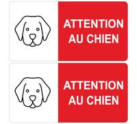 Ambiance Sticker Autocollant Panneau de Adhesive Chien de Garde Signalétique Laminé Plastifié Résistant à l'eau et aux UV - Attention au Chien je Monte la Garde - 2 stickers de 6 x 12 cm