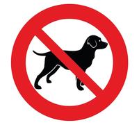 Ambiance Sticker Autocollant Panneau de Signalisation Adhesive Chien Signalétique Laminé Plastifié Résistant à l'eau et aux UV - Interdit auc Chiens et Chat Rond - 25 cm ⌀