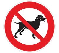 Ambiance Sticker Autocollant Panneau de Signalisation Adhesive Chien Signalétique Laminé Plastifié Résistant à l'eau et aux UV - Interdit auc Chiens et Chat Rond - 15 cm ⌀