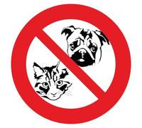 Ambiance Sticker Autocollant Panneau de Signalisation Adhesive Chien Signalétique Laminé Plastifié Résistant à l'eau et aux UV - Interdit auc Chiens et Chat Rond - 20 cm ⌀