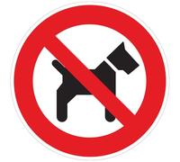 Ambiance Sticker Autocollant Panneau de Signalisation Adhesive Chien Signalétique Laminé Plastifié Résistant à l'eau et aux UV - Interdit auc Chiens et Chat Rond - 20 cm ⌀