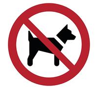 Ambiance Sticker autocollant signalétique, interdit aux chiens rond, 15 cm | Vinyle laminé résistant UV et eau, pose facile sans bulles, fabriqué en Belgique, message lisible, Format rond