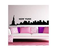 Ambiance Sticker Autocollant Sticker Muraux - Décor à la Maison Horizon de New York/Skyline Silhouette Mural Sticker pour Maison Chambre Tête de Lit - Noir, H40 x L160 cm