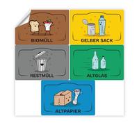 Ambiance Sticker Autocollants pour le Recyclage Adhésives pour Recycler et Séparer les Déchets, Poubelle Adhesif Espagnol Label - 5 Étiquettes de 8.5 x 5.5 cm.