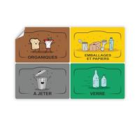 Ambiance Sticker Autocollants pour le Recyclage Adhésives pour Recycler et Séparer les Déchets, Poubelle Adhesif Français Label - 5 Étiquettes de 8.5 x 5.5 cm.