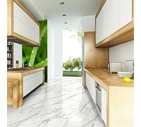 Ambiance Sticker Carrelage Adhésif Sol Antidérapant, Blanc, 20 x 20 cm | Carreaux adhésif cuisine, salle de bain, effet carrelage authentique, résistant à l'eau, étanche antidérapant, pose facile