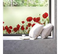 Ambiance Sticker Film Fenêtre Anti Regard Occultant - Coquelicots - Stickers pour Vitres & Porte de Douche - 40x100cm