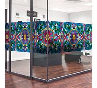 Ambiance Sticker Film Fenêtre Anti Regard Occultant - VITRAIL LIANES ET Fleurs - Stickers pour Vitres & Porte de Douche - 40x200cm
