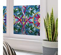 Ambiance Sticker Film Fenêtre Anti Regard Occultant - VITRAIL LIANES ET Fleurs - Stickers pour Vitres & Porte de Douche - 40x100cm