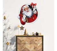 Ambiance Sticker Mural de Noël Père Noël Design, 115 x 110 cm | Stickers muraux de Noël, autocollant fond translucide, convient vitres et murs colorés, multi-éléments sans travaux