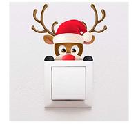 Ambiance Sticker Noël Autocollants Stickers Adhésifs Noël Décoration Fêtes pour Chambre et Salon Sticker Interrupteur Renne de Noël - 10 x 13 cm