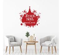 Ambiance Sticker Noël Merry Christmas Autocollants Stickers Adhésifs Noël Décoration Fêtes pour Chambre et Salon Boule de Noël Joyeux Noël et Bonne Année - H80 x L80 cm