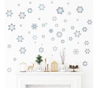 Ambiance Sticker Noël Merry Christmas Autocollants Stickers Adhésifs Noël Décoration Fêtes pour Chambre et Salon Flocons de Neige - H70 x L95 cm