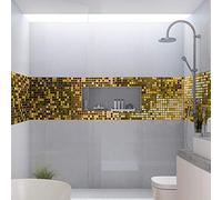 Ambiance Sticker Pack de 6 Stickers Adhésifs Frises Carrelages - Autocollant Frises Carreaux de Ciment - Mosaïque Effet Doré Mural Salle de Bain, Cuisine - 6 Pièces de 10 x 60 cm