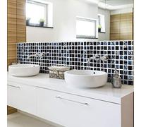 Ambiance Sticker Pack de 6 Stickers Adhésifs Frises Carrelages - Autocollant Frises Carreaux de Ciment - Mosaïque Adouci Mural Salle de Bain, Cuisine - 6 Pièces de 5 x 30 cm