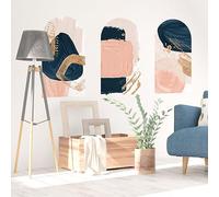 Ambiance Sticker Papier Peint Intissé Pré-encollé Fresques Géants - Arches Abstraits Roses et Bleus - Adhésif Décorative | H60 x L90 cm