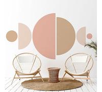 Ambiance Sticker Papier Peint intissé pré-encollé fresques géants - Design Abstrait Demi Cercles - adhésif décorative - 75x60cm