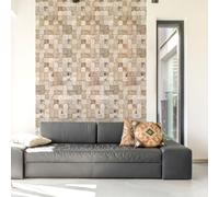 Ambiance Sticker Papier Peint Intissé Pré-encollé Fresques Géants - Mur de Mosaïque en Pierre Adhésif Décorative - H300 x L60 cm