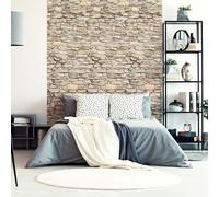 Ambiance Sticker Papier Peint Intissé Pré-encollé Fresques Géants - Mur en Pierre Norwich Adhésif Décorative - H300 x L60 cm