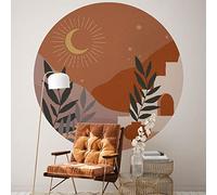 Ambiance Sticker Papier Peint intissé pré-encollé fresques géants - Nuit DÉSERTIQUE Abstraite Ronde - adhésif décorative - 90x90cm